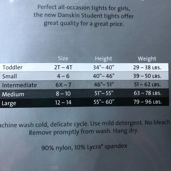 Danskin Black Tights -Student All-Occasion Girls Footed Tights (NEW) - Picture 6 of 7